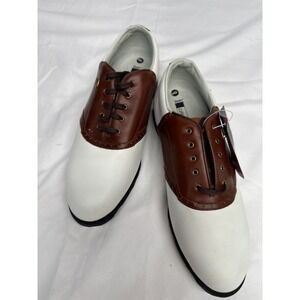 NWT‎ Etonic Comfort Q Loc System Mens Golf Shoes White & Brown Size Small 10M